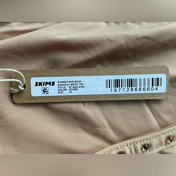 Skims Rhinestone Swim Bandeau Bikini Top Size 3X in Ochre NWT - Picture 4 of 6